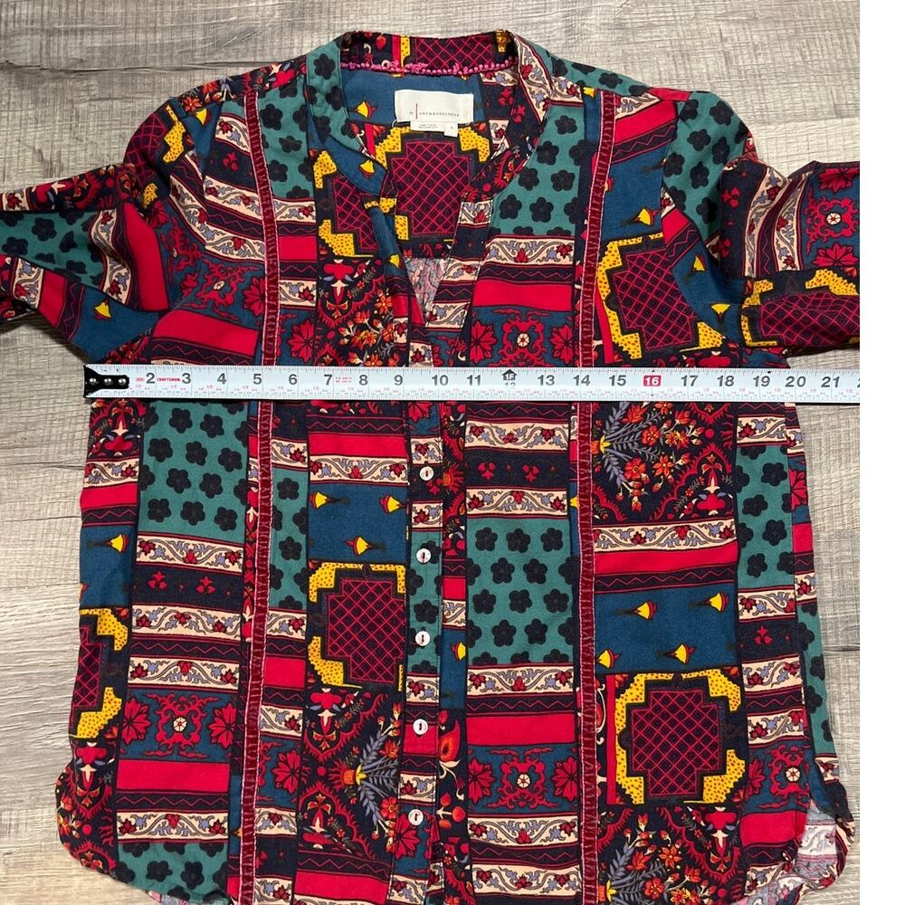 Anthropologie Size Small Patchwork Aztec Button U… - image 6